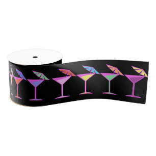 Colorful Cocktails op zwart Grosgrain Lint