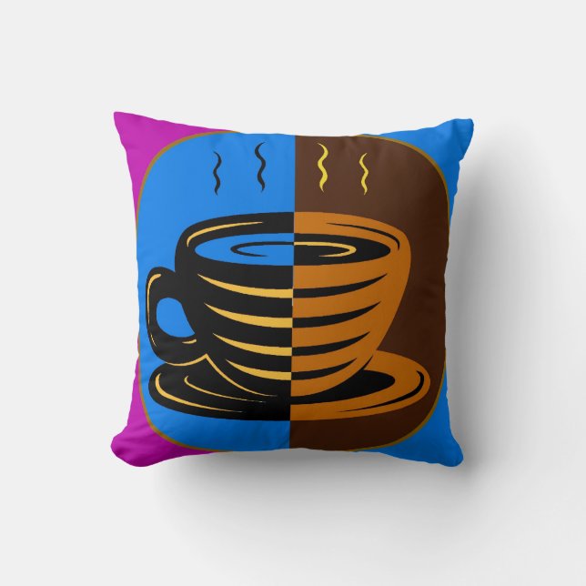 Colorful Coffee Mok Pillow Kussen (Voorkant)