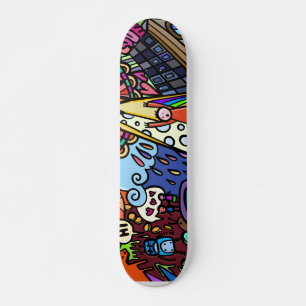 Colorful Comic Sketch Skateboard