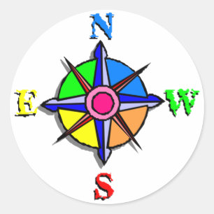 Colorful Compass-Roos Ronde Sticker