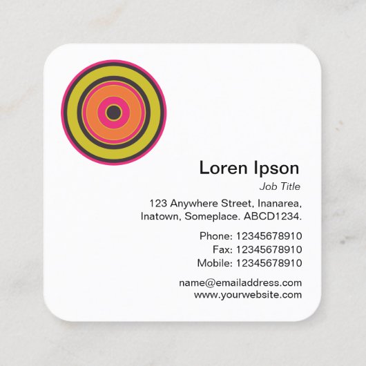 Colorful Concentric Circles 06 Vierkante Visitekaartje (Achterkant)