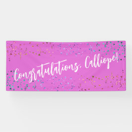 Colorful Confetti Handwriting Gefeliciteerd Spandoek