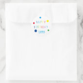 Colorful Confetti Happy Birthday Round Sticker (Tas)
