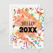 Colorful Confetti nieuwjaar Oranje vierkant Feestdagenkaart (Voorkant / Achterkant)