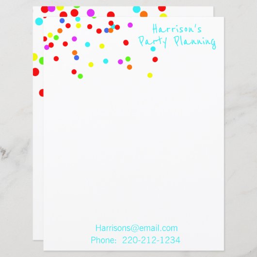 Colorful Confetti Stationery (Voorkant / Achterkant)