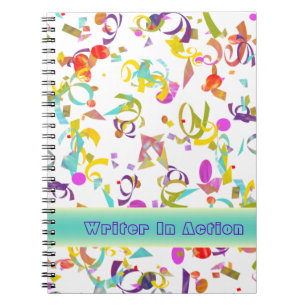 Colorful Confetti Toss Over White Sjabloon Notitieboek