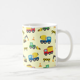 Colorful Construction Vehicles Pattern for Boys Koffiemok