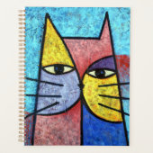 Colorful Contemporary Cubist Cat Art Notebook (Devant)