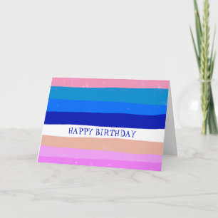 Colorful Cool Simple Stripes CUSTOM HAPPY BIRTHDAY Kaart