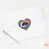 Colorful Copper Peacock Feather Hart Sticker (Envelop)