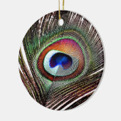 Colorful Copper Peacock Feather Keramisch Ornament (Links)