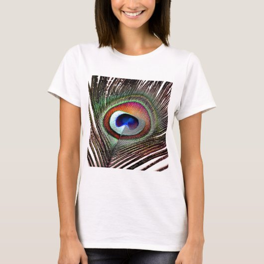 Colorful Copper Peacock Feather T-shirt (Voorkant)