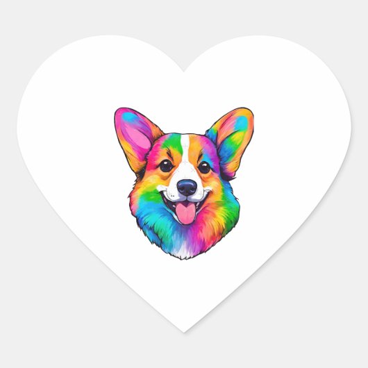 Colorful Corgi Hart Sticker (Voorkant)