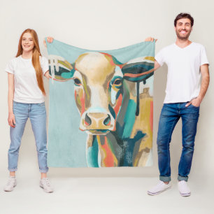 Colorful Cow Fleece Deken