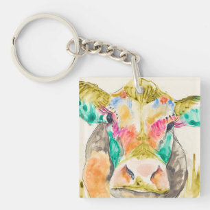 Colorful Cow-ontwerp Sleutelhanger