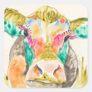 Colorful Cow-ontwerp Vierkante Sticker