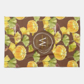 Colorful Cozy Autumn Waterverf Pattern Monogram Theedoek (Horizontaal)
