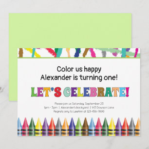 Colorful Crayon Any Age Child Birthday Uitnodiging
