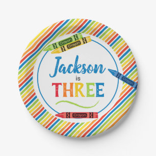 Colorful Crayon Art Party Birthday Papieren Bordje