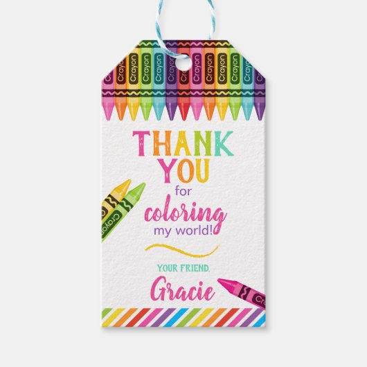 Colorful Crayon Birthday Dank je wel Cadeaulabel (Voorkant)