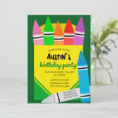 Colorful Crayon Box Kids Birthday Party Invitation (Debout devant)