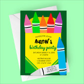 Colorful Crayon Box Kids Birthday Party Invitation