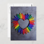 Colorful Crayon Heart Briefkaart (Voorkant / Achterkant)