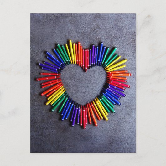 Colorful Crayon Heart Briefkaart (Voorkant)