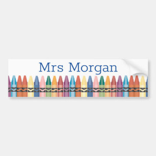 Colorful crayons coole monogram leraar bumpersticker