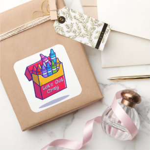 Colorful Crayons Laten we Cray halen Vierkante Sticker