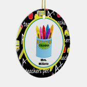 Colorful Crayons leraar kerstversiering Keramisch Ornament (Rechts)