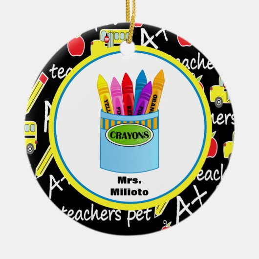 Colorful Crayons leraar kerstversiering Keramisch Ornament (Voorkant)