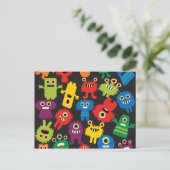 Colorful Crazy Fun Monsters Creattern Briefkaart (Staand voorkant)
