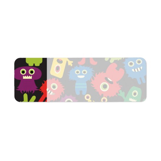 Colorful Crazy Fun Monsters Creattern Etiket (Voorkant)