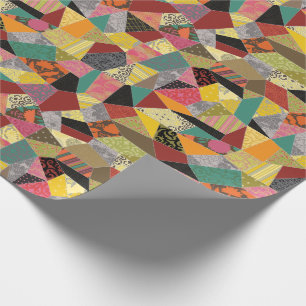 Colorful Crazy Quilt Patchwork Patroon Cadeaupapier