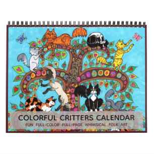 Colorful Critters Fun Cute Animals 2022 Boho Art Kalender
