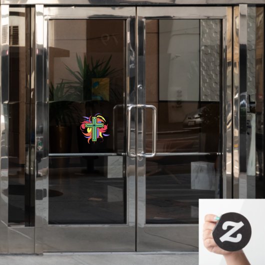 Colorful Cross Window Cling Raamsticker (Kantoordeur)