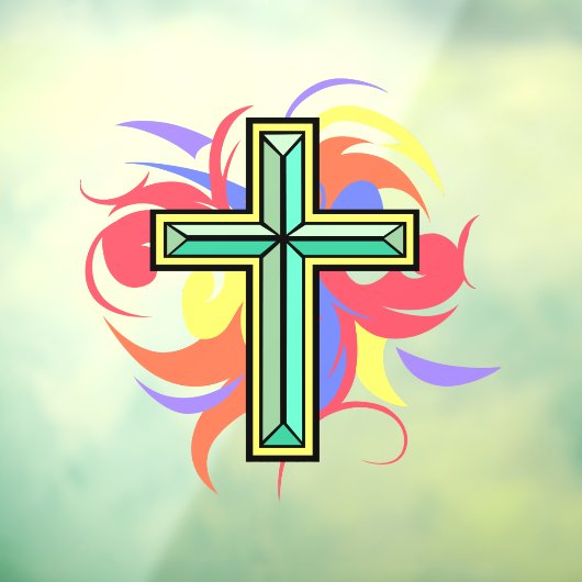 Colorful Cross Window Cling Raamsticker (Vel 3)