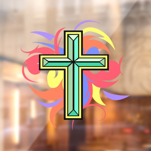 Colorful Cross Window Cling Raamsticker (Vel 2)
