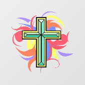 Colorful Cross Window Cling Raamsticker (Vel)