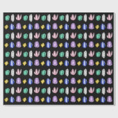 Colorful Crystals Pattern Black Cadeaupapier (Vlak)