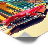 Colorful Cuban Street with Classic Cars Poster (Hoek)