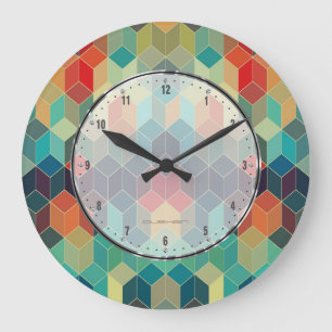 Colorful Cubes Geometric Pattern Grote Klok
