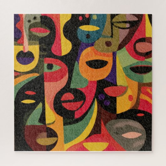 Colorful Cubism Abstract Faces Puzzle Legpuzzel (Verticaal)