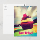 Colorful Cupcake met Cherry op top Briefkaart (Voorkant / Achterkant)