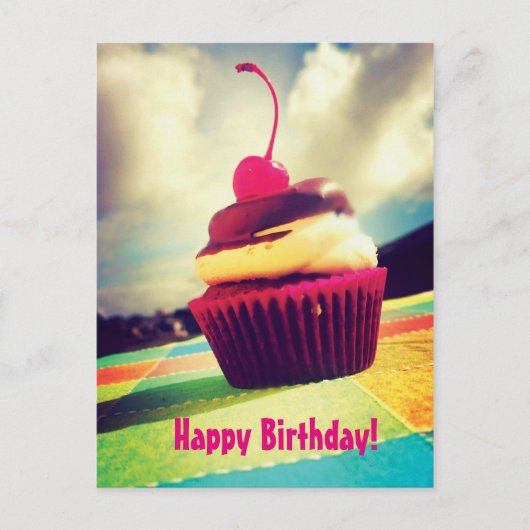 Colorful Cupcake met Cherry op top Briefkaart (Voorkant)
