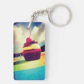 Colorful Cupcake met Cherry op top Sleutelhanger (achterkant)