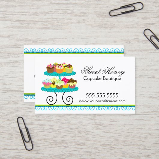 Colorful Cupcakes Baker Visitekaartje (Voorkant / Achterkant in situ)
