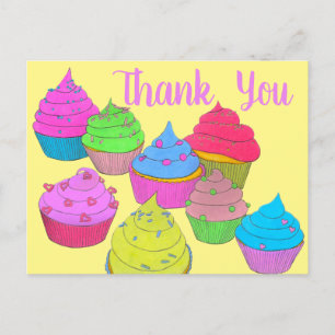 Colorful Cupcakes Bedankt 3 Briefkaart