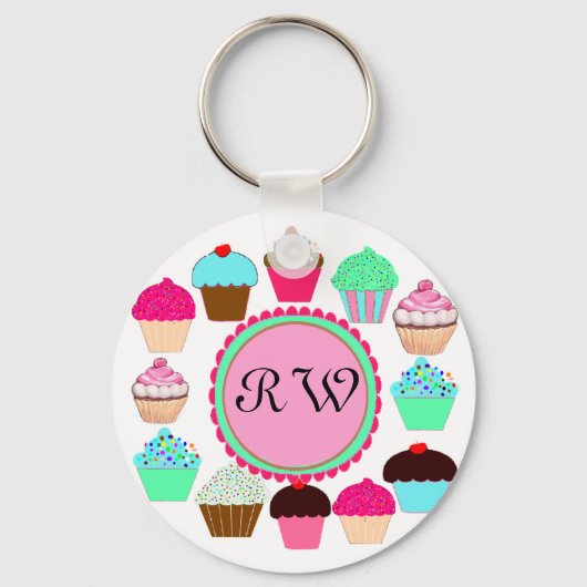 Colorful Cupcakes - Gepersonaliseerd Sleutelhanger (Voorkant)